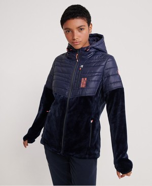 Superdry Storm Panel Hybrid Női Kabát Sötétkék | WRQLT8209